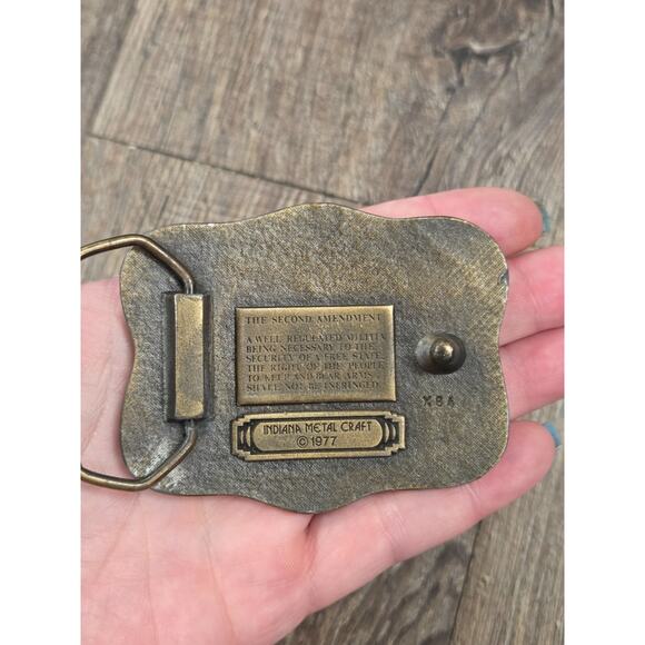 1977 Indiana Metal Craft The Second Amendment Belt Buckle Brass - Picture 4 of 6